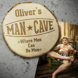 Baumscheibe mit Gravur - Man Cave
