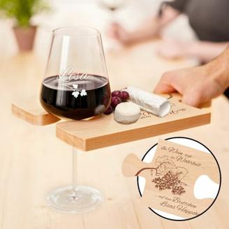 Weinhppchen - Glas und Brettchen personalisiert