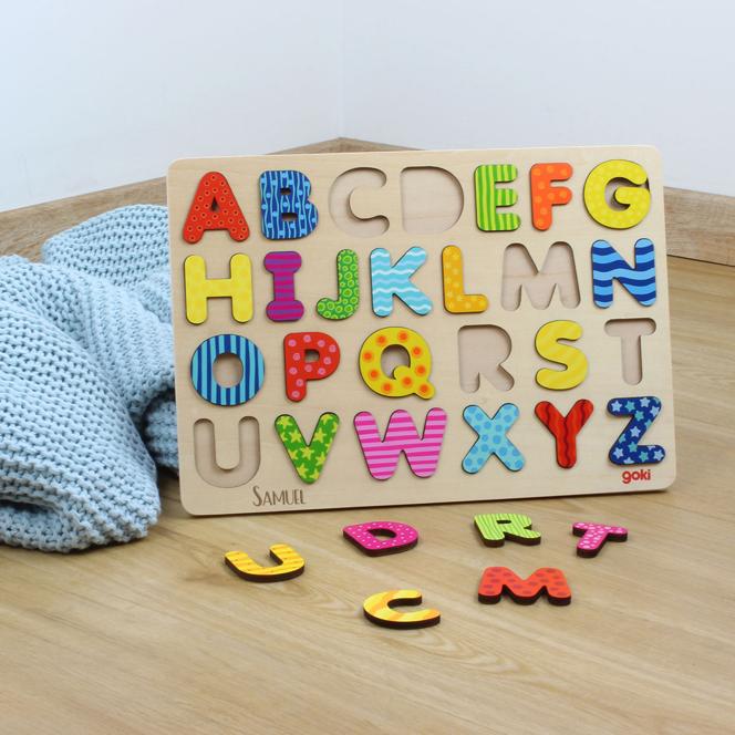 Steckpuzzle Alphabet aus Holz personalisierbar