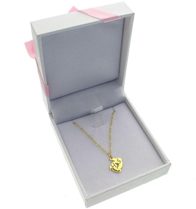 Baby-F��e Kette 925er Silber vergoldet mit Gravur im rosa Etui