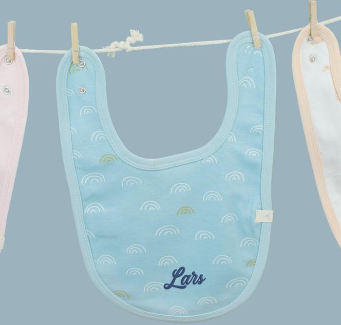 Baby L�tzchen Regenbogen blau personalisierbar