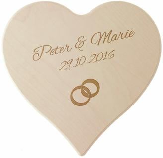 Geschenk zum Hochzeitstag - Holzherz mit Namen, Datum und Wunschsymbol Größe: 24 cm