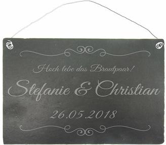 Schieferschild zur Hochzeit 30 x 20 cm mit Wunschtext