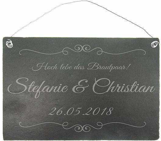 Schieferschild zur Hochzeit 30 x 20 cm mit Wunschtext