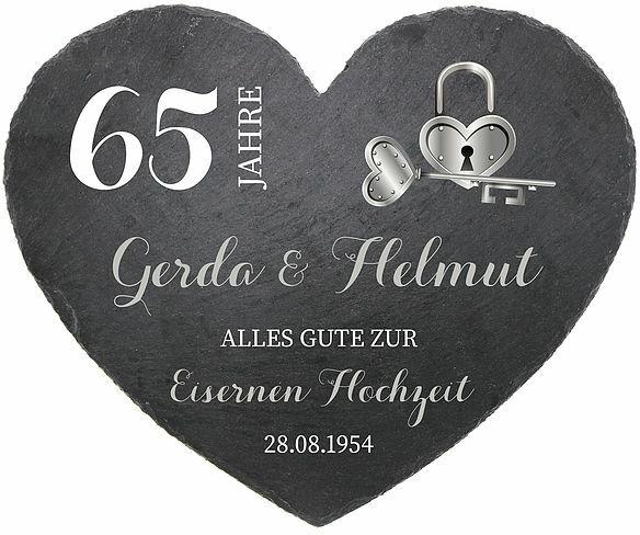 Schieferherz zum 65. Hochzeitstag Eiserne Hochzeit Größe 24 cm Eiserne Hochzeit