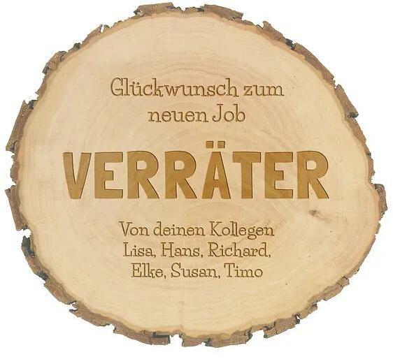 Abschiedsgeschenk Baumscheibe mit Gravur | Verräter