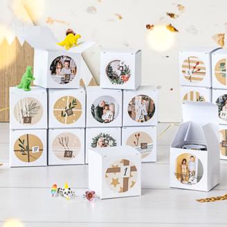 DIY-Adventskalender Set mit Schachteln & runden Stickern - 24 Stk.