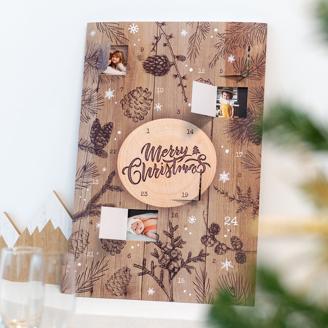 Foto-Adventskalender selbst gestalten | Kiefernwald Design |  24 Türchen | Wiederverwendbare Dekoration | Ideales Vorweihnachtszeitgeschenk