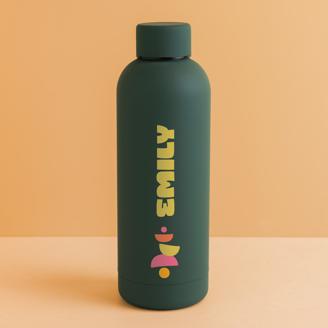 Trinkflasche mit Namen Moosgrün