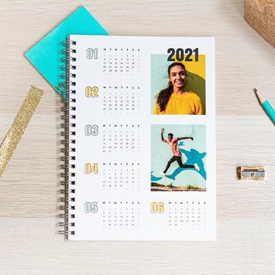 A4 Notizbuch-Kalender: Persönliche Fotos & Jahresübersicht