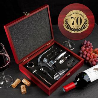 Wein Sommelier Set mit Gravur zum 70. Geburtstag