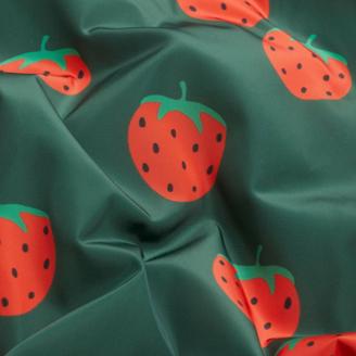Mini Rodini | Strawberries Baseballjacke aus recyceltem Satin in Grün/Rot 1.5-3 Jahre