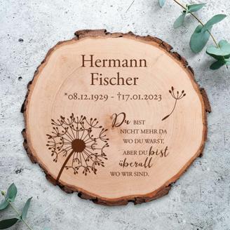 Baumscheibe mit Gravur - Trauerblume
