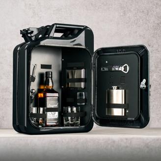 Kanisterbar mit 8-teiligem Zubehör - schwarze Mini Bar