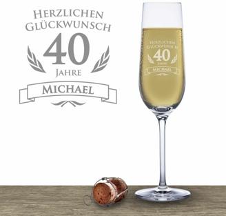 Sektglas zum 40. Geburtstag