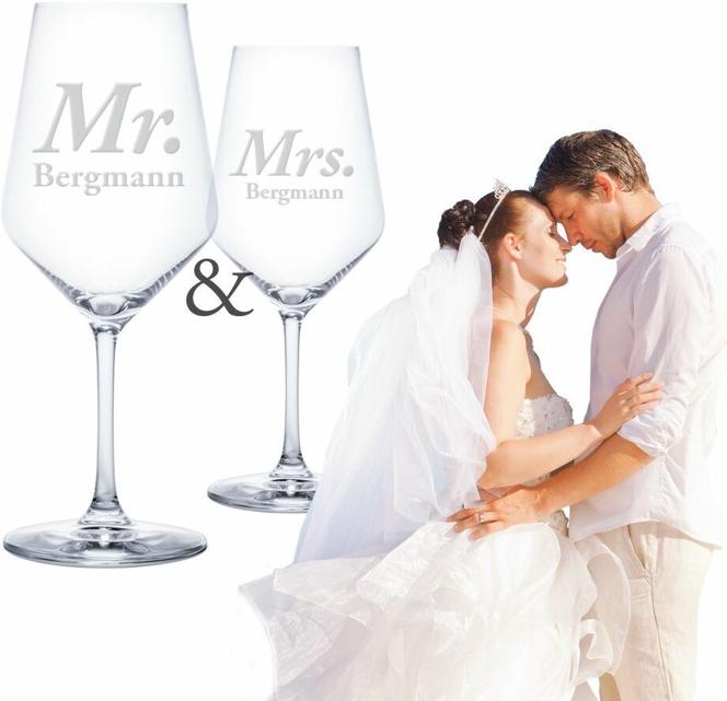 Weißweingläser - Mr und Mrs