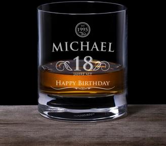 Whiskyglas 18. Geburtstag - elegant