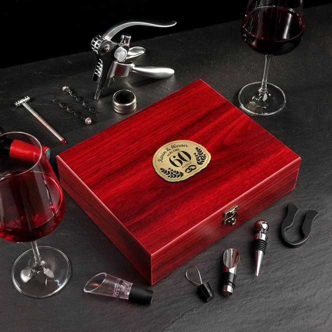 Wein Sommelier Set mit Gravur zur diamantenen Hochzeit