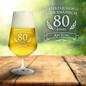 Bierglas zum 80. Geburtstag