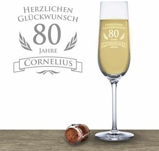 Sektglas zum 80. Geburtstag