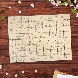 A3 Puzzle Gästebuch für Hochzeit - Ringe