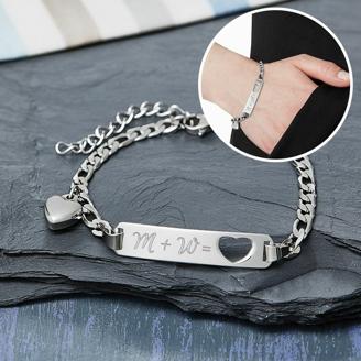 Armband mit Herzstanze Silber - Initialengravur