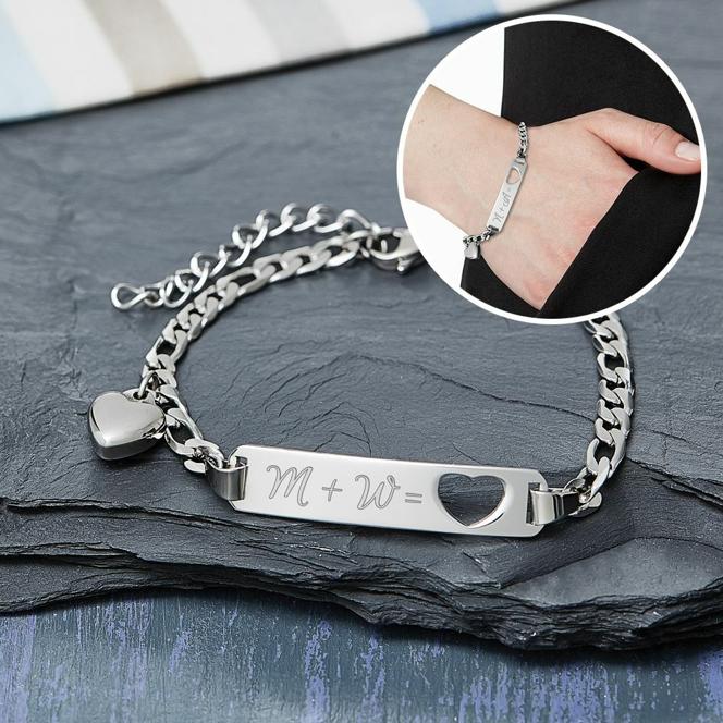 Armband mit Herzstanze Silber - Initialengravur
