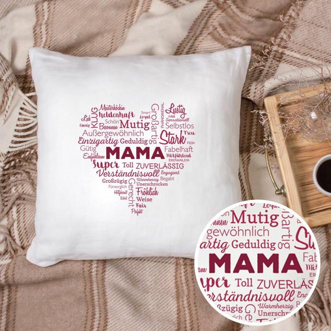 Personalisiertes Kissen für Mama - Herz aus Worten