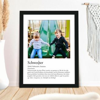 Definition Schwester - personalisiertes Bild mit Foto