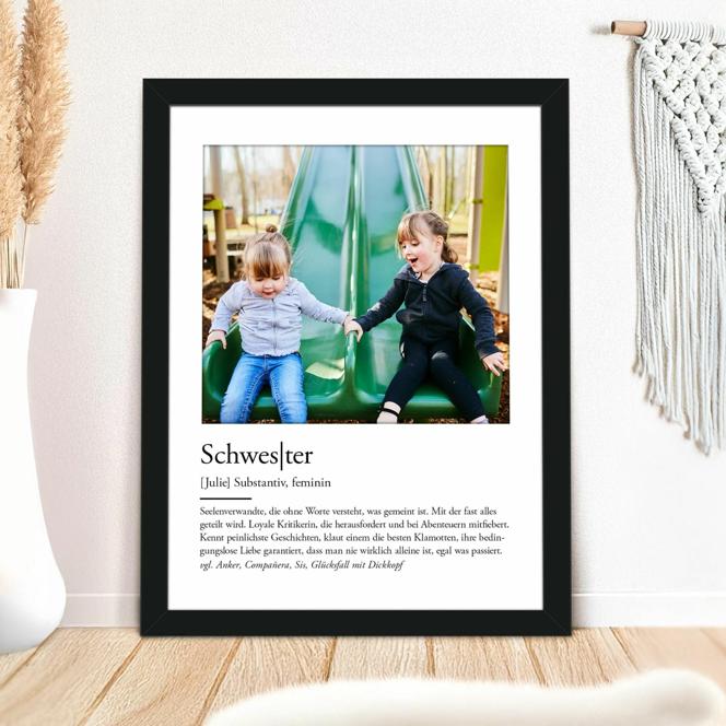 Definition Schwester - personalisiertes Bild mit Foto