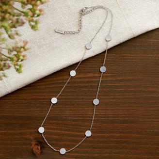 Layering Kette mit Plättchen - Silber