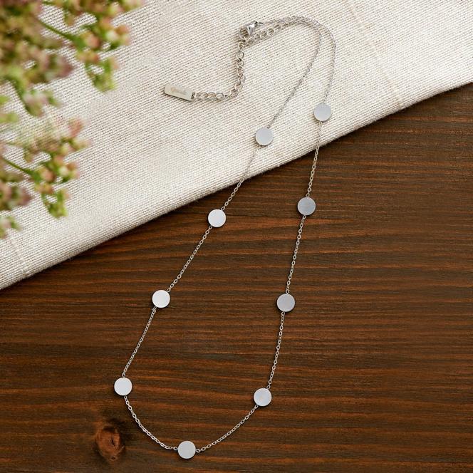 Layering Kette mit Plättchen - Silber