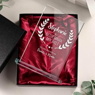 Personalisierter Pokal aus Glas - Beste Mama der Welt