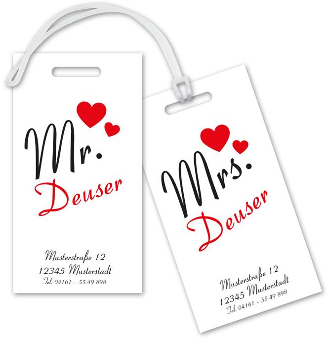Kofferanhänger-Set "Mr. & Mrs." - personalisiert