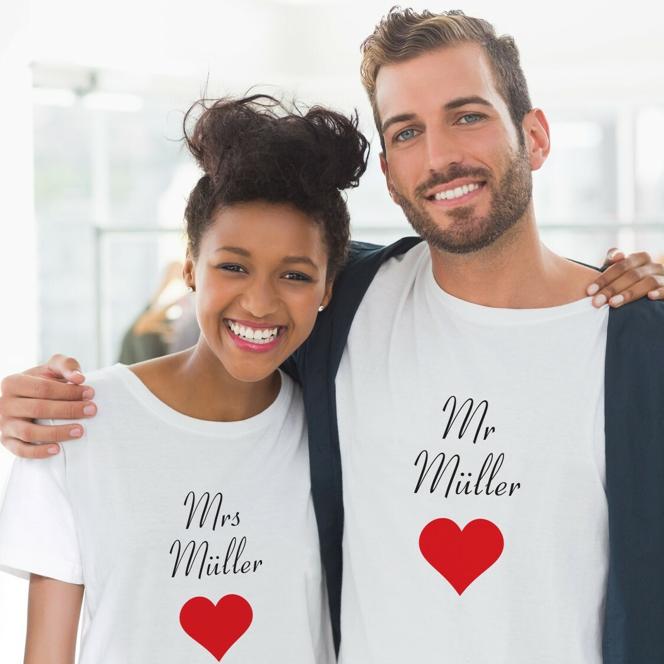 T-Shirts "Mr. & Mrs. + Namen" - SET 