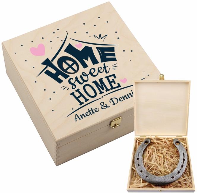 Personalisierte Hufeisen-Box "Home Sweet Home"
