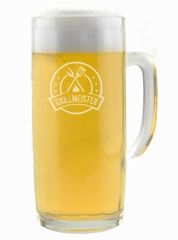Bierkrug "Grillmeister" mit Logo - in verschiedenen Größen