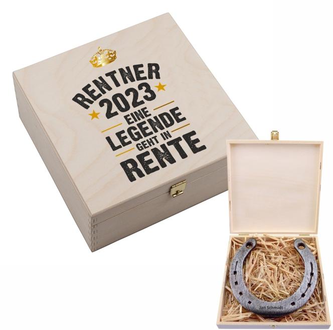 Hufeisen-Box "Rentner/Rentnerin 2024 - Eine Legende geht in Rente"