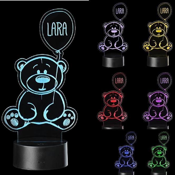 LED Motivlampe - personalisierte 3D Leuchte "Bär"