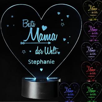 LED Motivlampe - personalisierte 3D Leuchte "Beste Mama der Welt"