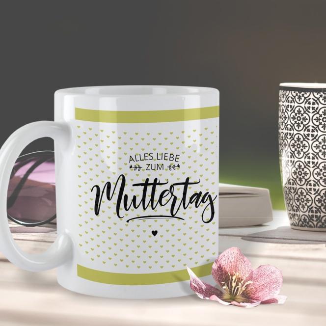 Weiße Tasse "Alles Liebe zum Muttertag!"