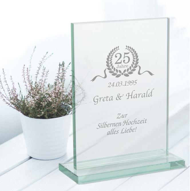 Personalisierter Glaspokal "Zur Silbernen Hochzeit"