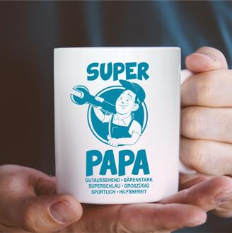 Weiße Tasse "Super Papa"