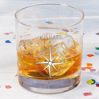 Whiskyglas Kompass mit Name