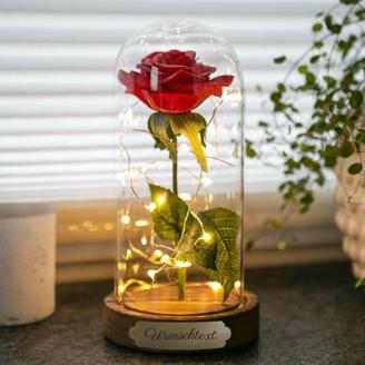 Ewige Rose im Glas mit Gravur