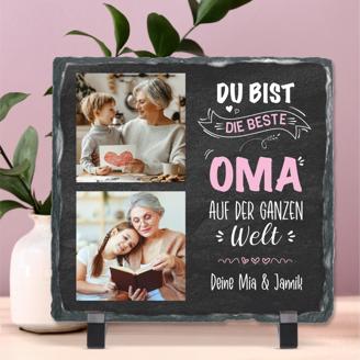 Schiefertafel mit 2 Fotos & Text 