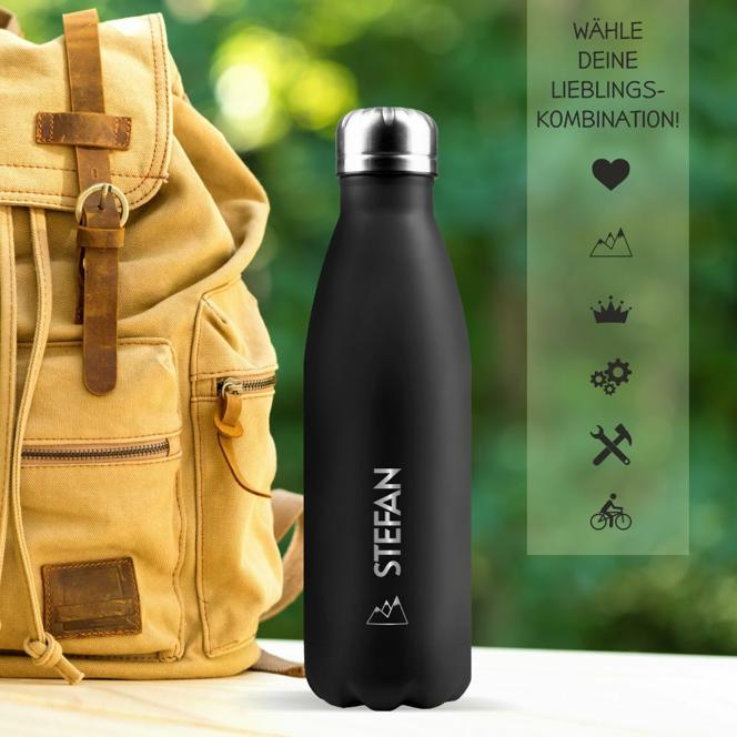 Trinkflasche Edelstahl mit Namen - Design Active