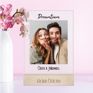 Acrylaufsteller Dreamteam personalisiert mit Eurem Foto + Euren Namen