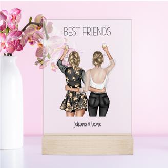 Acrylaufsteller Freundinnen "Best Friends" personalisiert mit Euren Namen