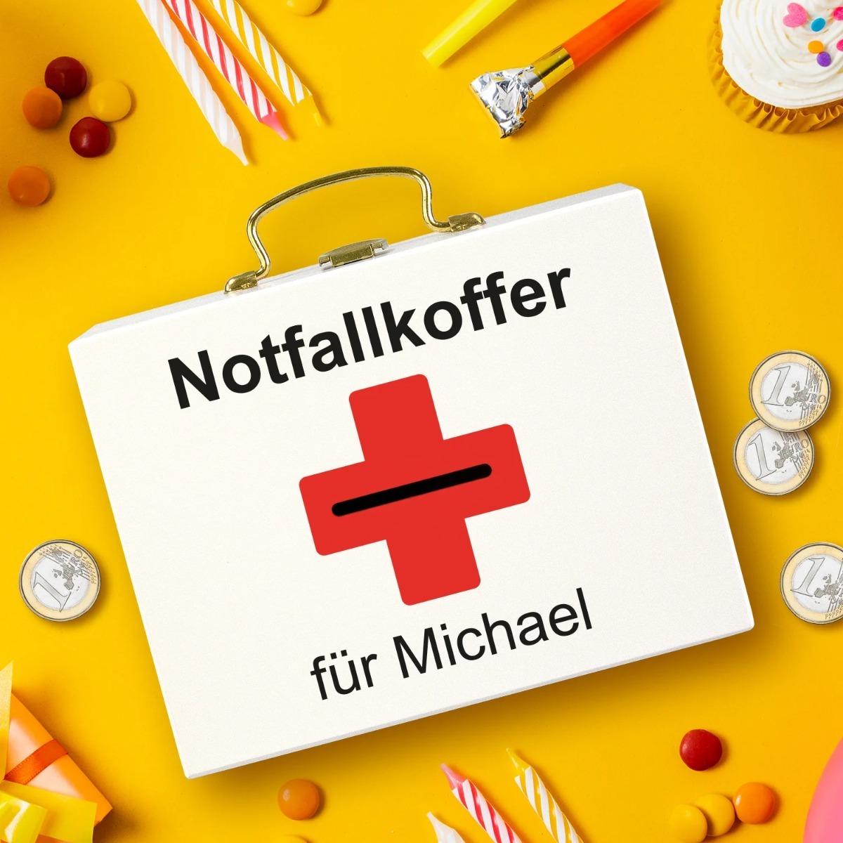 NotfallGeldkoffer mit personalisiertem Text Das ideale